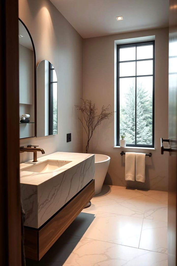 Minimalist Marble Countertops - 22 Marble Bathroom Ideas