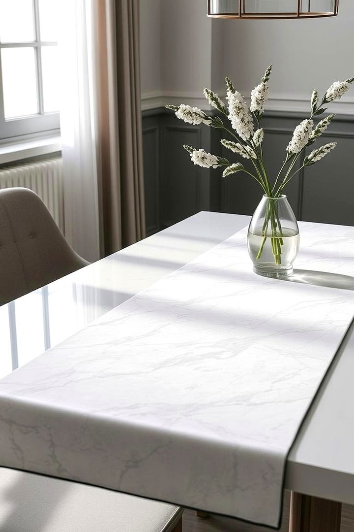 Minimalist Marble Effect Table Runners - 22 Table Runner Ideas
