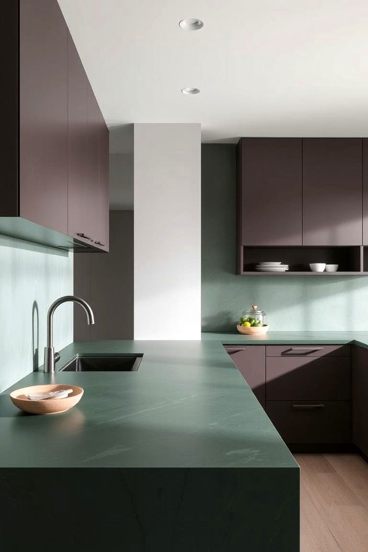 Minimalist Matte Finish Green Countertops - 22 Kitchen With Green Countertops Ideas