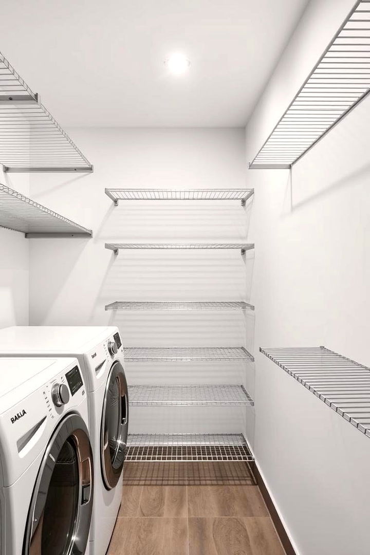 Minimalist Metal Rod Shelves - 22 Laundry Room Shelving Ideas