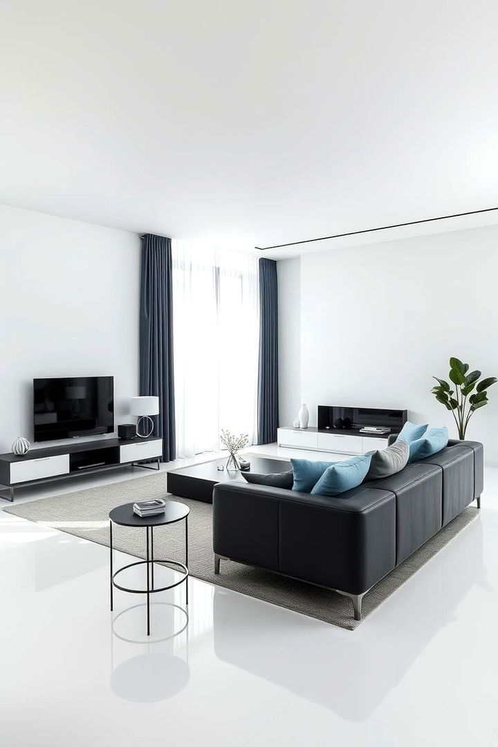 Minimalist Modern Appeal - 22 Black and Blue Living Room Ideas
