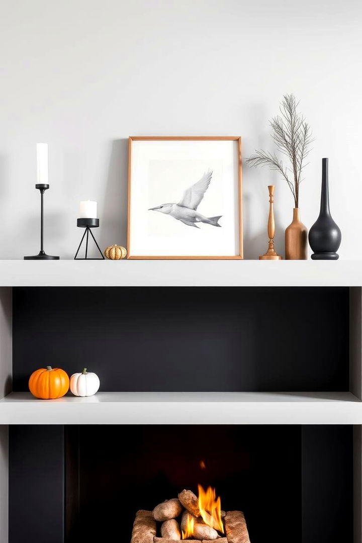 Minimalist Modern Fall Accents - 22 Fall Mantel Decor Ideas