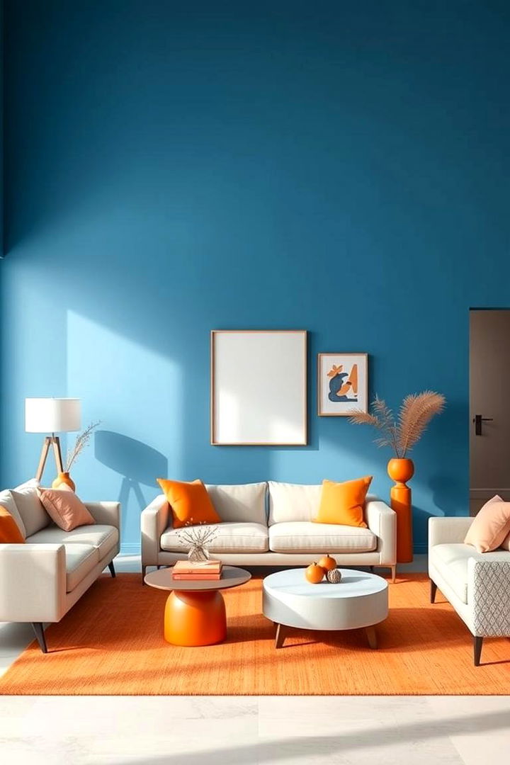Minimalist Modern Fusion - 22 orange and blue living room ideas