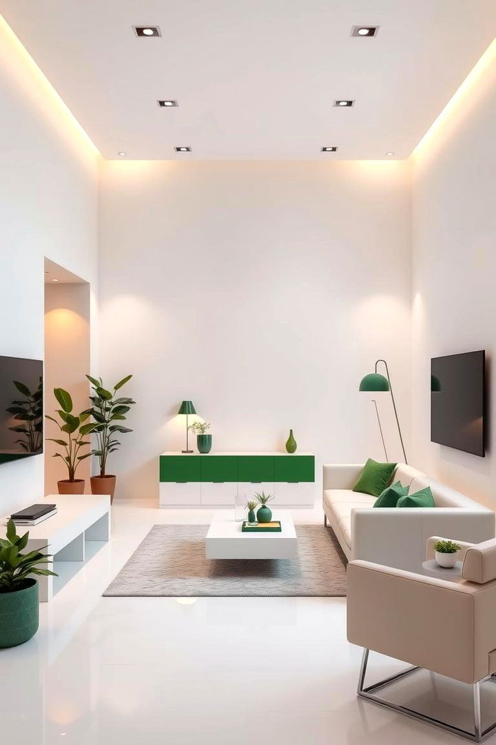 Minimalist Modern Green and White Styling - 22 Green and White Bedroom Ideas
