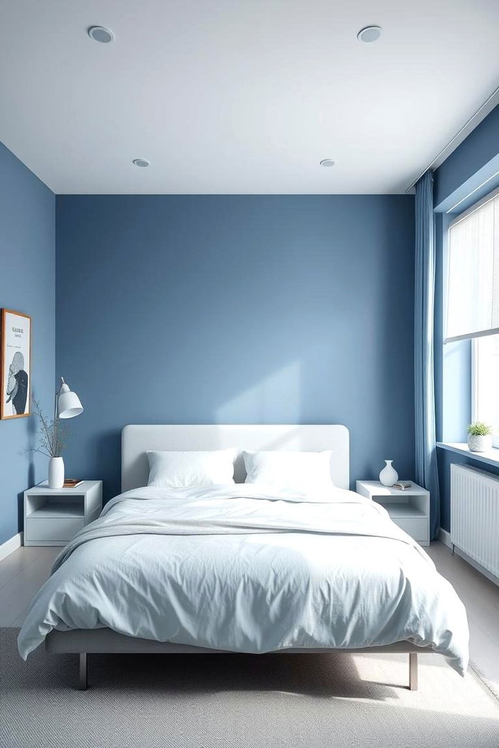 Minimalist Modern Serenity - 22 Blue and White Bedroom Ideas