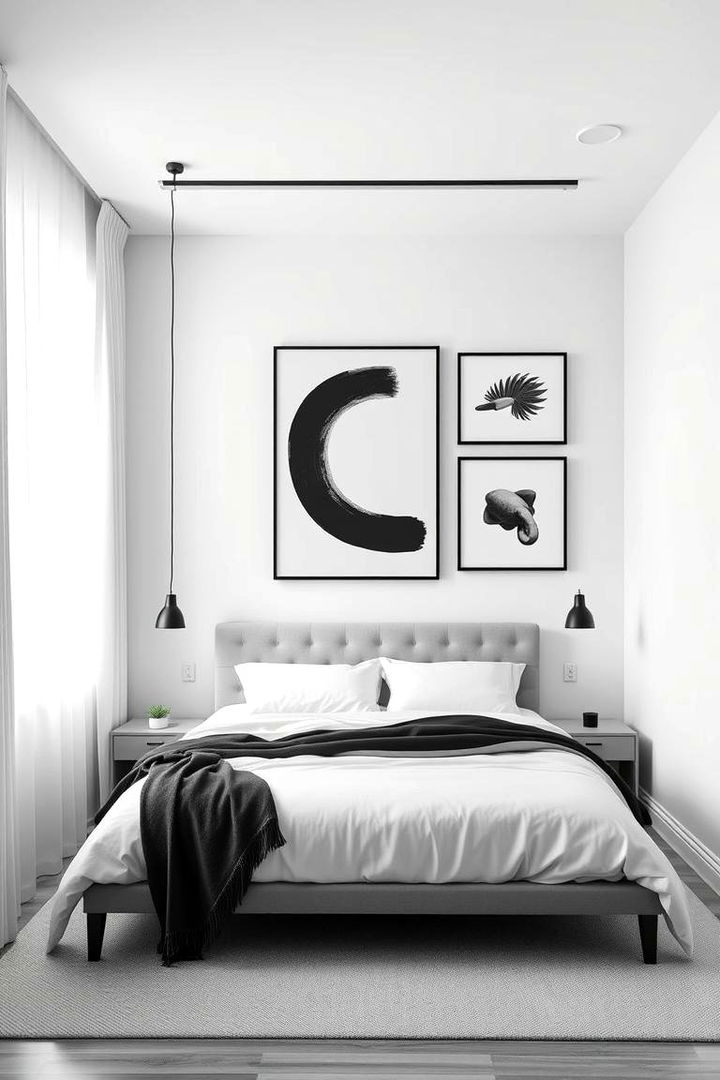 Minimalist Monochrome - 22 Bedroom Wall Decor Ideas