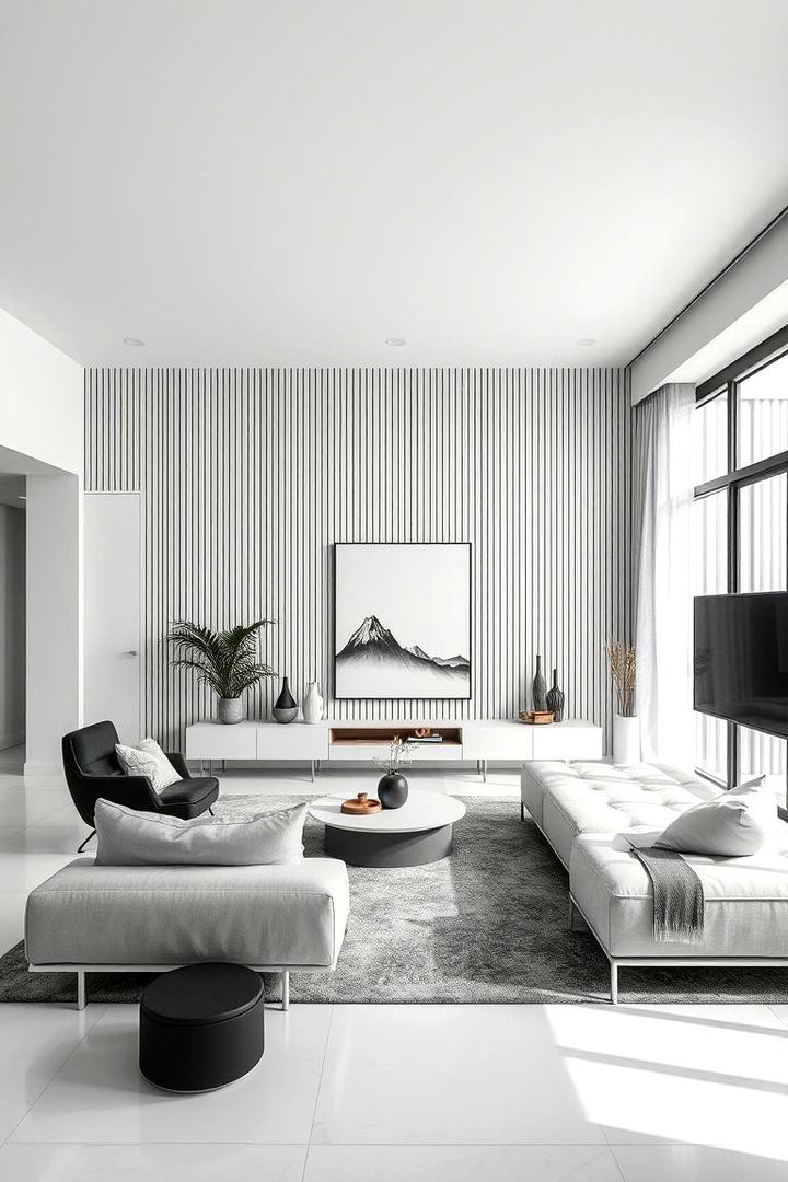 Minimalist Monochrome Accents - 22 Living Room Wallpaper Ideas