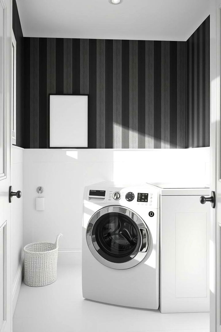 Minimalist Monochrome Designs - 22 Laundry Room Wallpaper Ideas