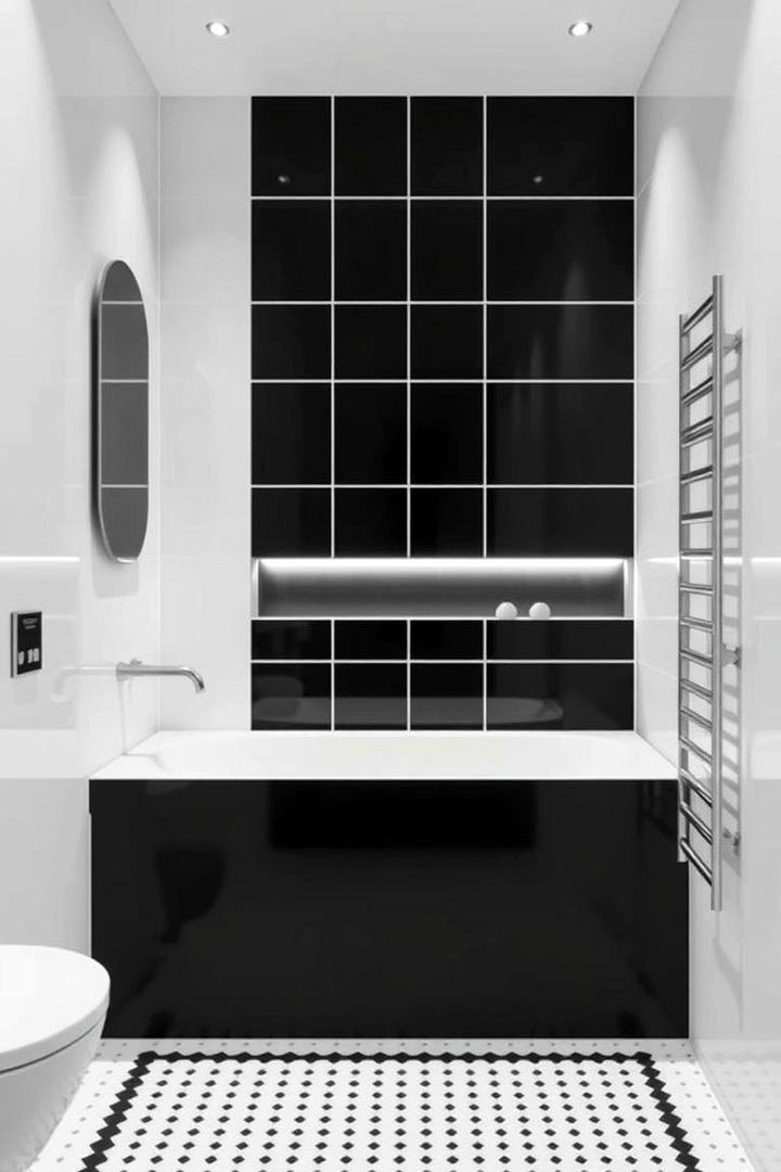 Minimalist Monochrome Grid - 22 Black and White Bathroom Tile Ideas