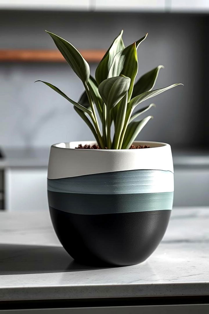 Minimalist Monochrome Magic - 22 Painted Pot Ideas