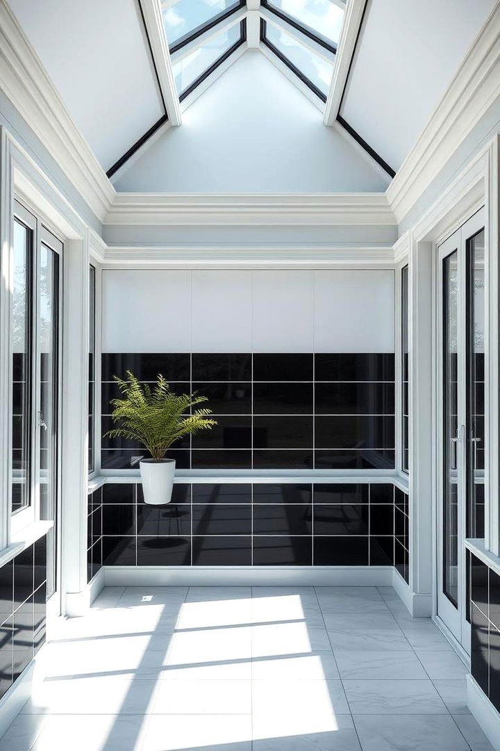 Minimalist Monochrome Splendor - 22 Sunroom Tile Floor Ideas