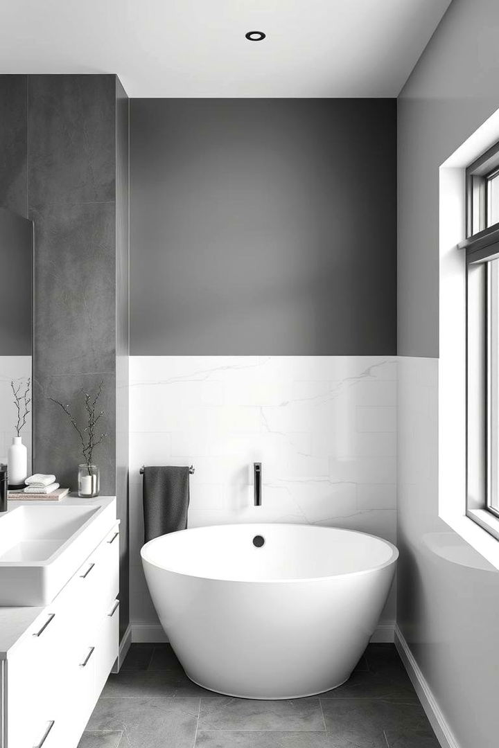Minimalist Monochrome - 22 Bathroom Accent Wall Ideas