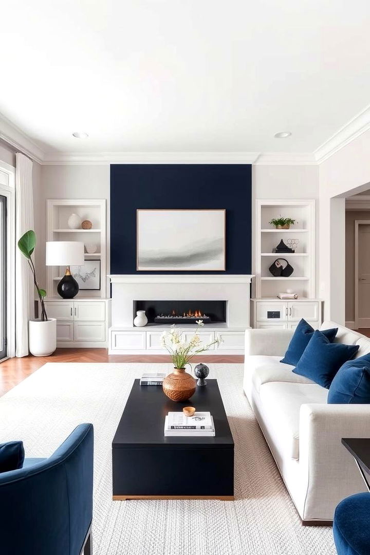 Minimalist Navy Chic - 22 Navy Living Room Ideas