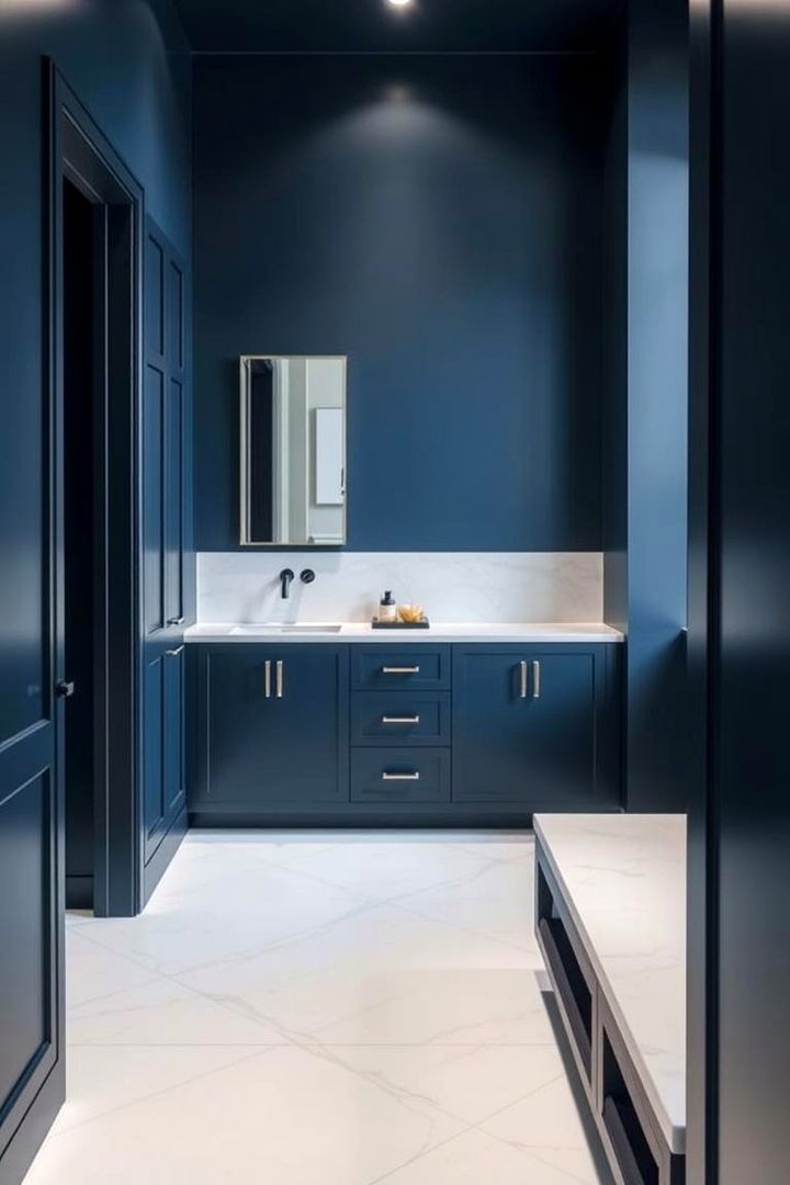 Minimalist Navy Elegance - 22 Navy Blue Bathroom Ideas