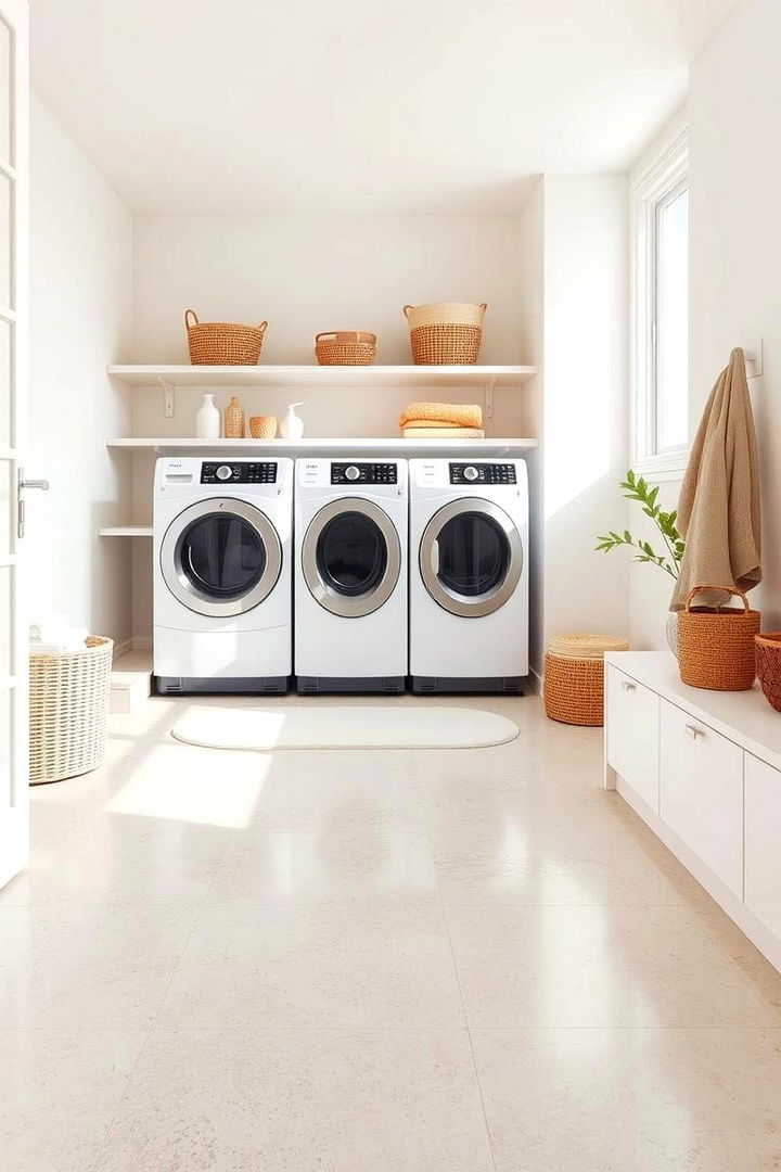 Minimalist Neutral Designs - 22 Laundry Room Floor Ideas