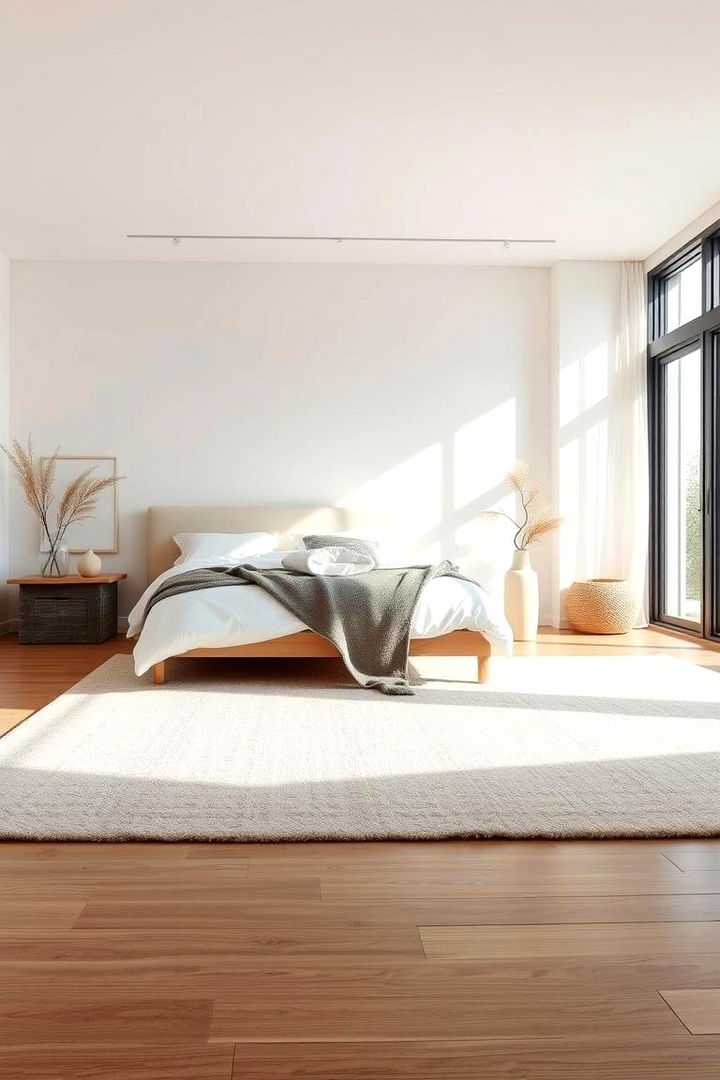 Minimalist Neutral Rugs for Timeless Elegance - 22 bedroom rug ideas