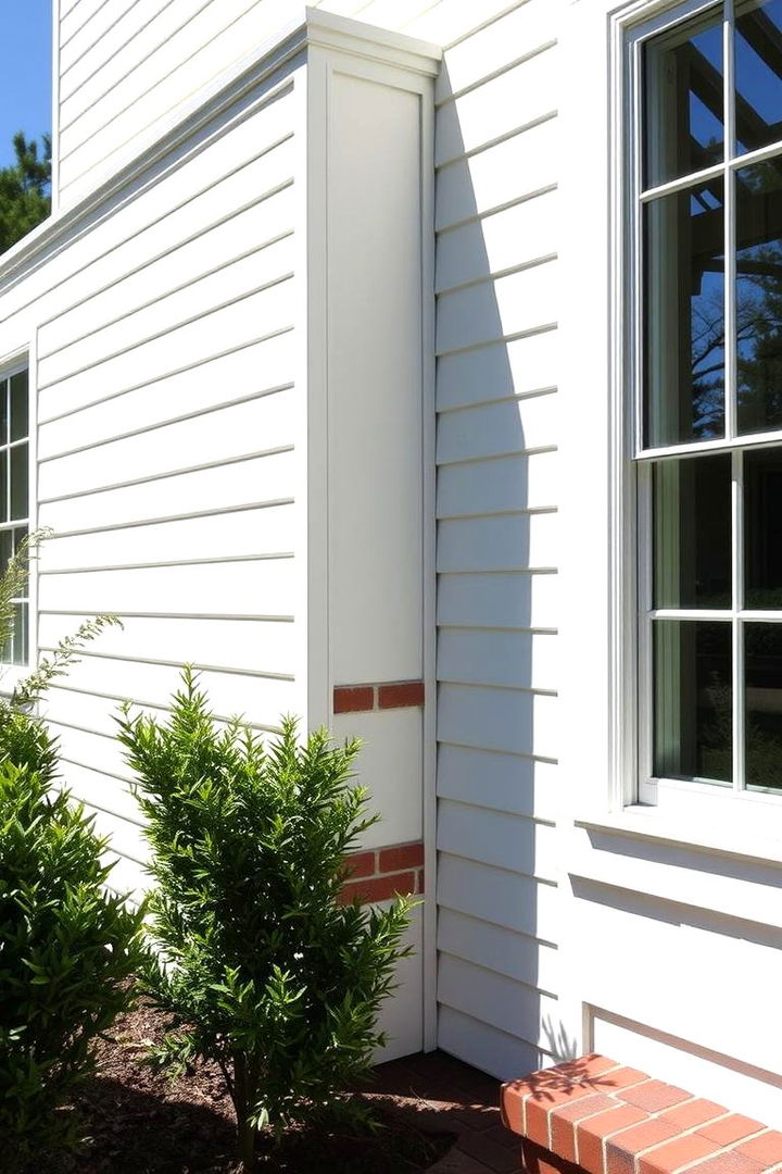 Minimalist Off White Vinyl with Accent Brick Patterns - 22 Vinyl Siding and Brick Combinations