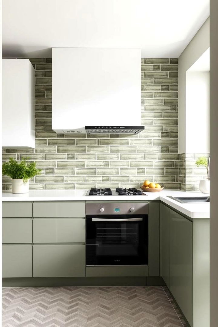 Minimalist Olive Accent - 22 Kitchen With Green Backsplash Ideas