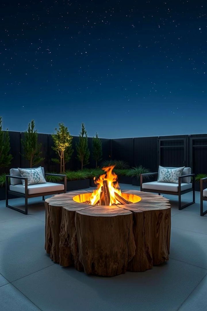 Minimalist Outdoor Lounge - 22 Tree Stump Fire Pit Ideas