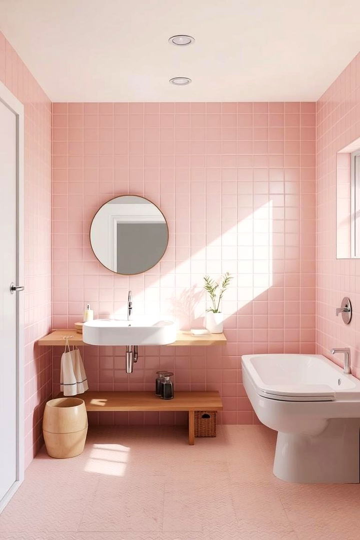 Minimalist Pink Haven - 22 Pink Tile Bathroom Ideas