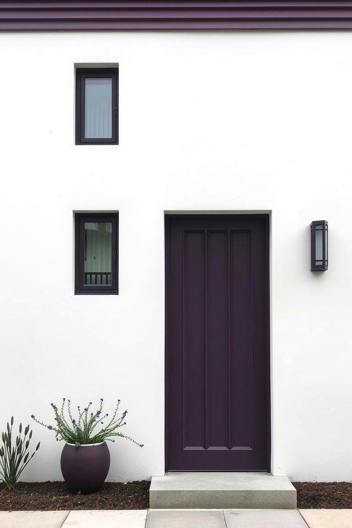 Minimalist Purple Facade - 22 Purple House Exterior Ideas