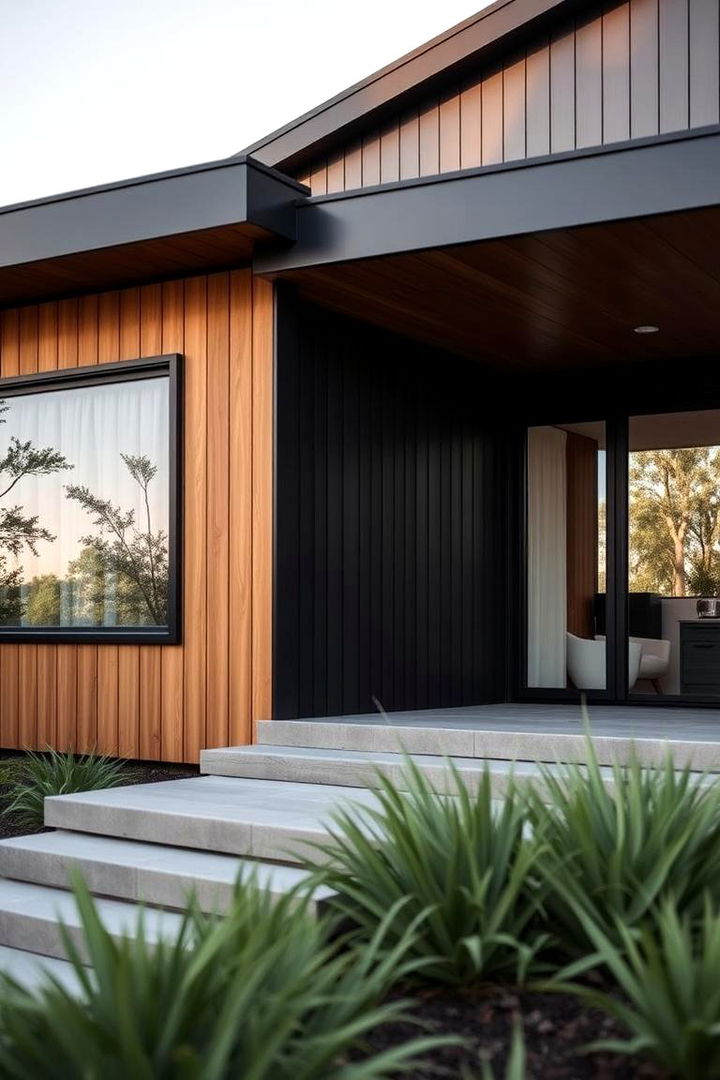 Minimalist Refinement - 22 Black House With Cedar Accents