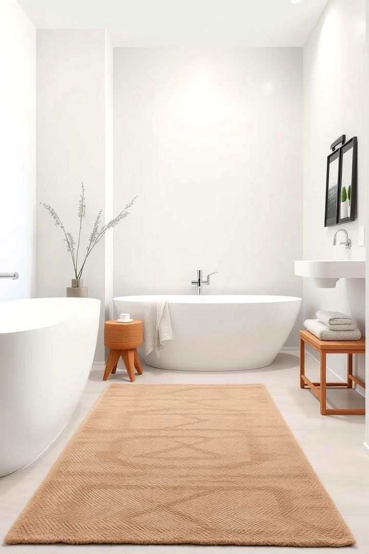 Minimalist Rug Choices - 22 Minimalist Bathroom Ideas