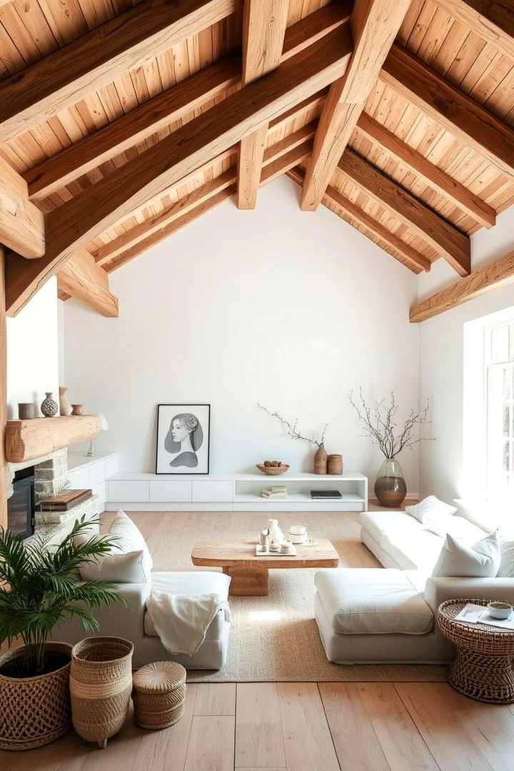 Minimalist Rustic Retreat with Exposed Features - 22 Exposed Beam Living Room Ideas