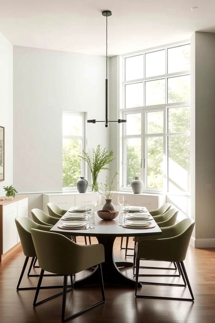 Minimalist Sage Sophistication - 22 Green Dining Room Ideas