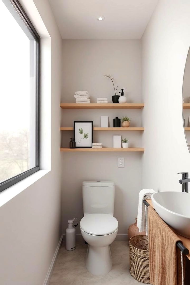 Minimalist Shelves for Decluttered Beauty - 22 Small Bathroom Shelving Ideas