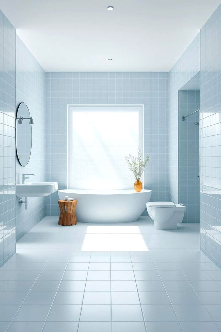 Minimalist Sky Blue Design - 22 Blue Tile Bathroom Ideas