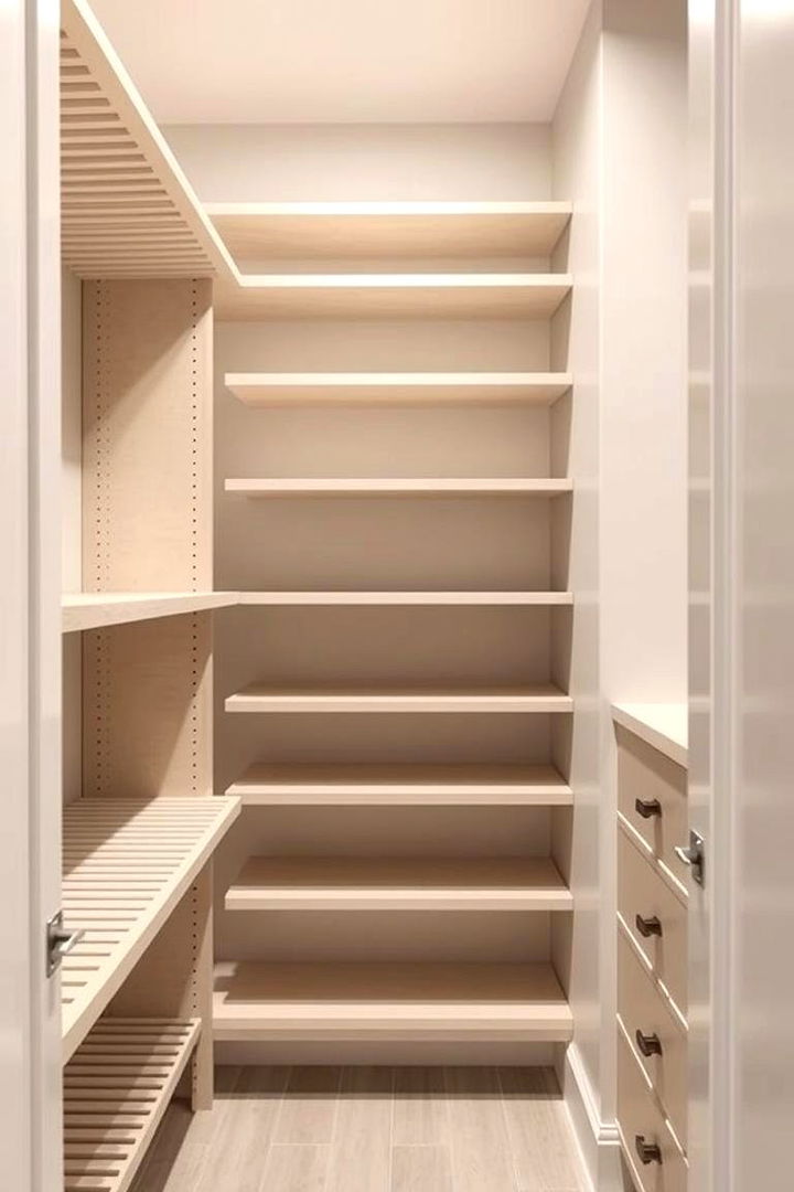 Minimalist Slat Shelves for Simplicity - 22 Closet Shelving Ideas