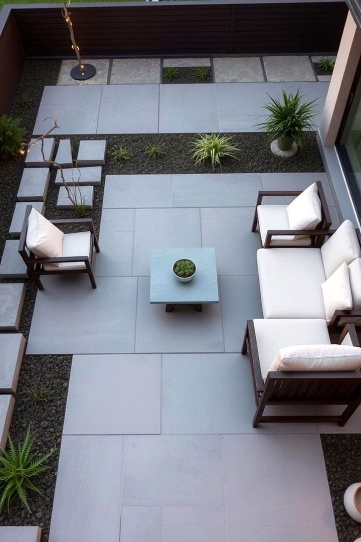 Minimalist Slate Stone Patio - 22 Stone Patio Ideas