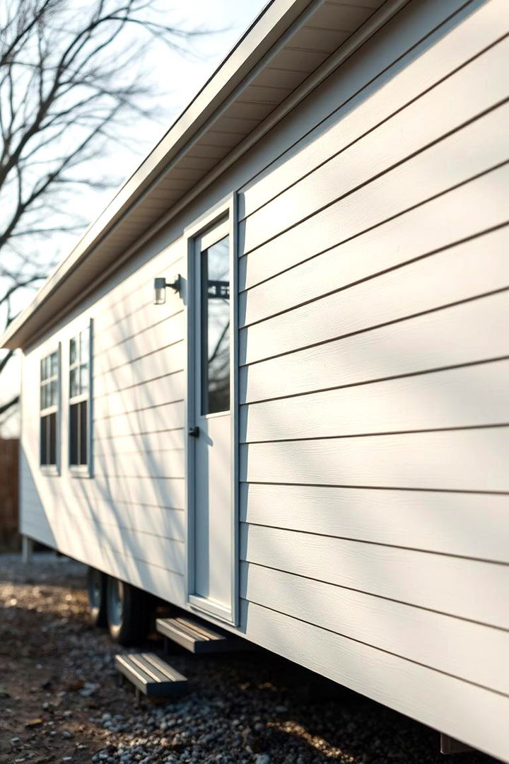 Minimalist Smooth Surface Siding - 22 Mobile Home Siding Design Ideas