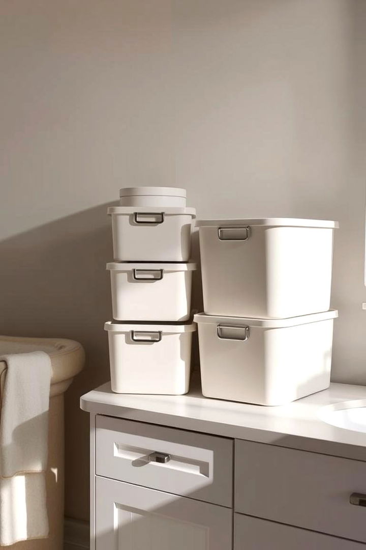 Minimalist Space Saving Storage Bins - 22 vanity organization ideas