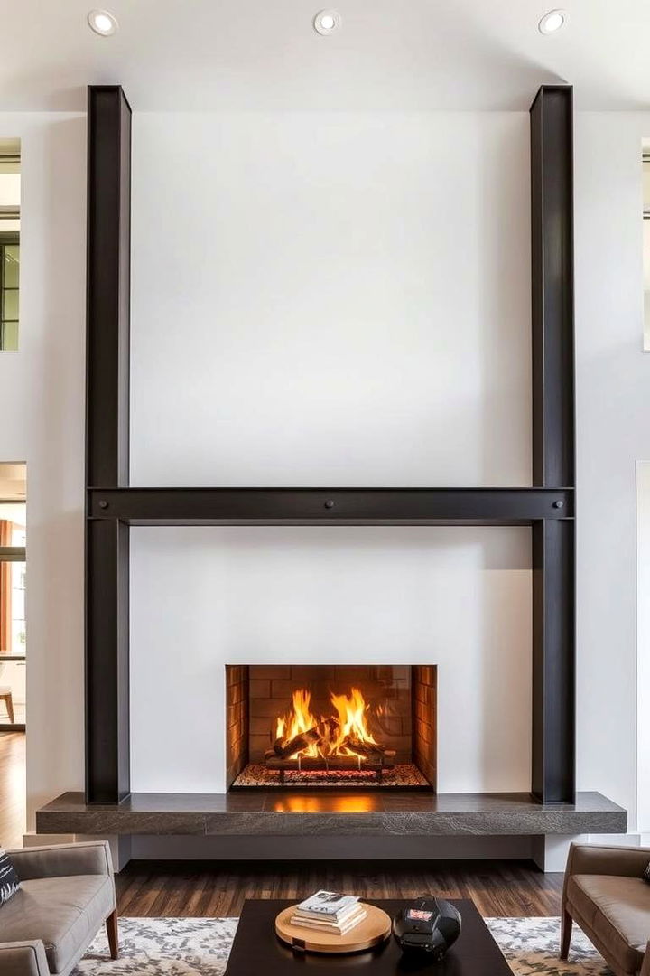 Minimalist Steel Frames - 22 Two-story Fireplace Ideas