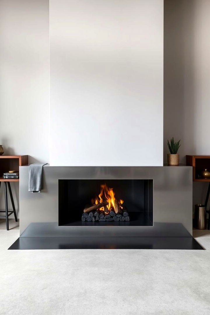Minimalist Steel Hearth Focus - 22 Fireplace Hearth Ideas
