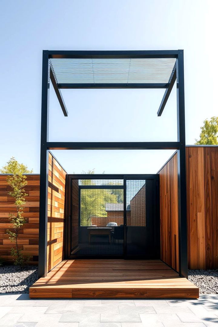 Minimalist Steel and Wood Hybrid - 22 Hot Tub Enclosure Ideas