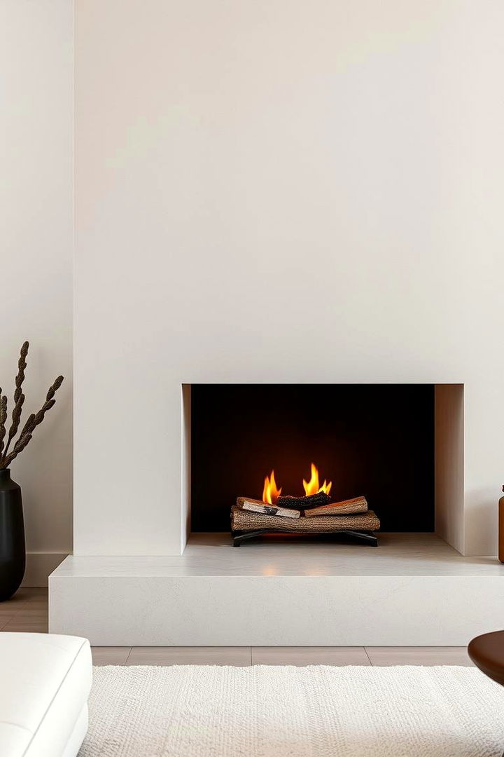 Minimalist Stucco Glow - 22 Stucco Fireplace Ideas