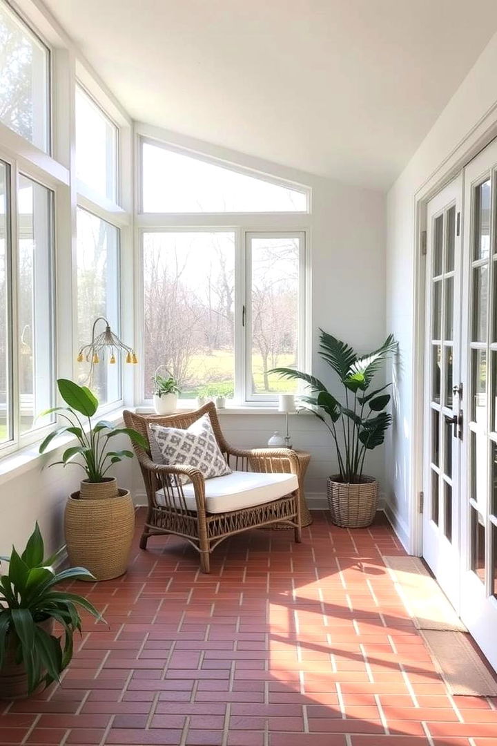 Minimalist Sunroom Sanctuary - 22 Brick Floor Sunroom Ideas