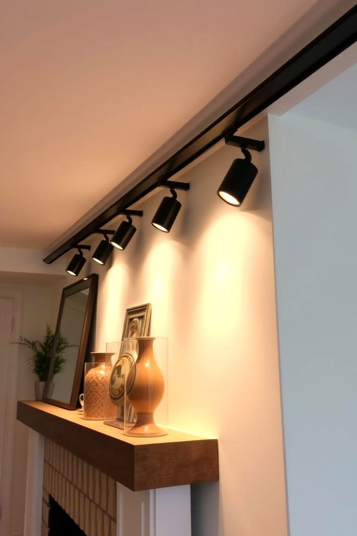 Minimalist Track Lighting - 22 Fireplace Mantel Lighting Ideas