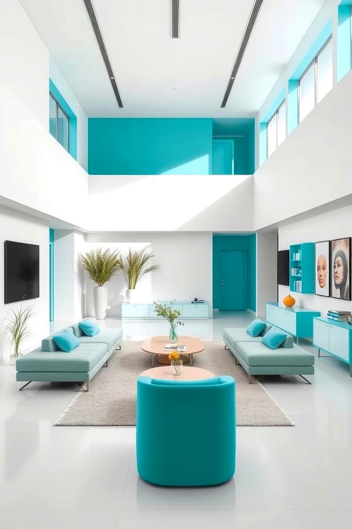 Minimalist Turquoise Contemporary Design - 22 Turquoise Living Room Ideas