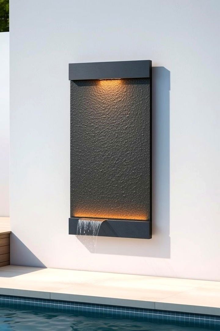 Minimalist Wall Mounted Water Feature - 22 Pool Fountain Ideas