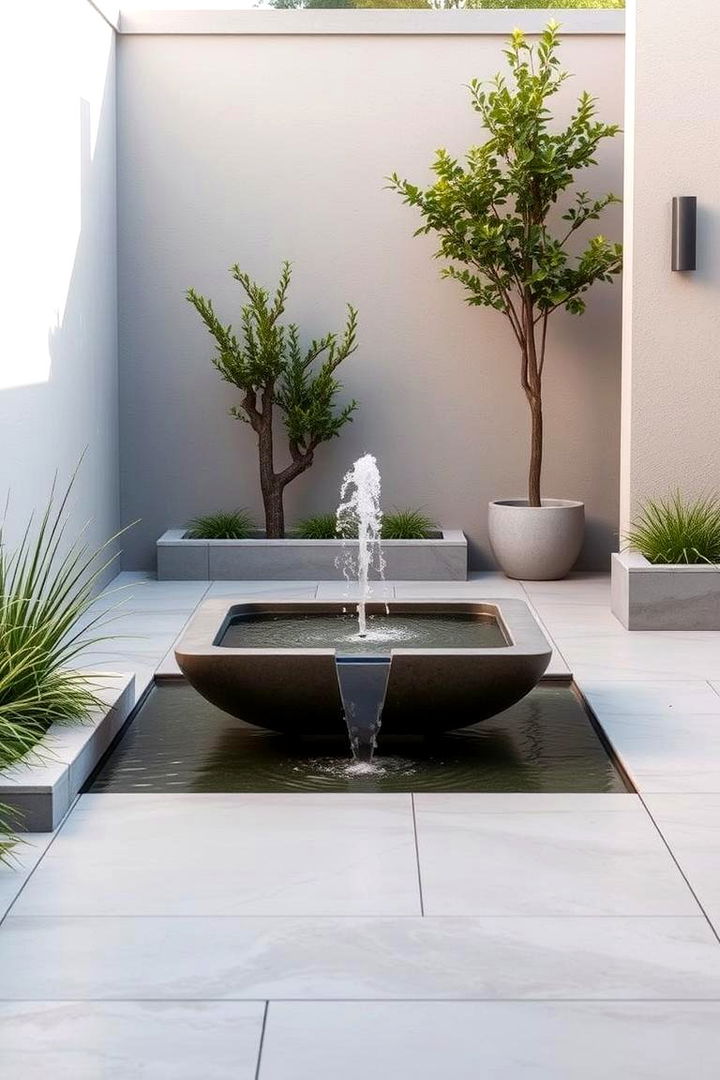 Minimalist Water Feature Patio - 22 Front Yard Patio Ideas