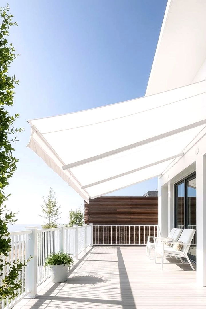 Minimalist White Awning - 22 Deck Awning Ideas