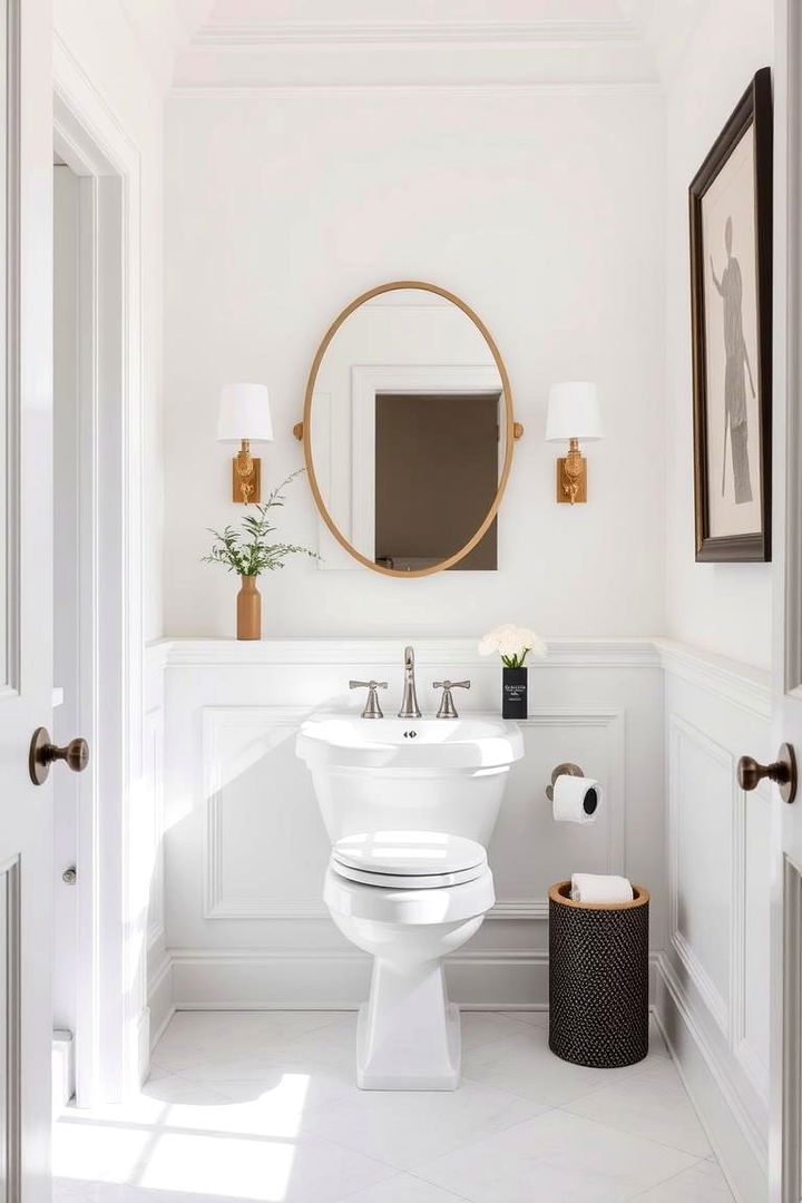 Minimalist White Elegance - 22 Powder Room Wainscoting Ideas