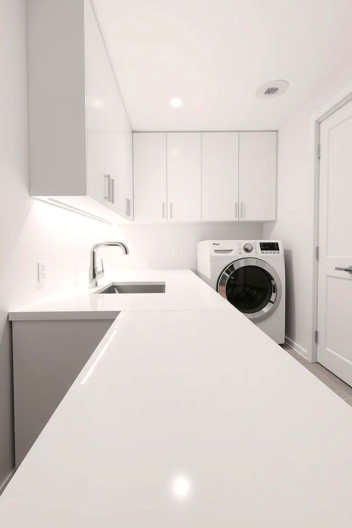Minimalist White Look - 22 Laundry Room Countertop Ideas