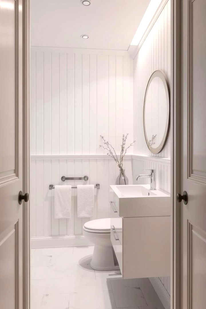 Minimalist White Paneling with Subtle Textures - 22 Bathroom Wall Paneling Ideas