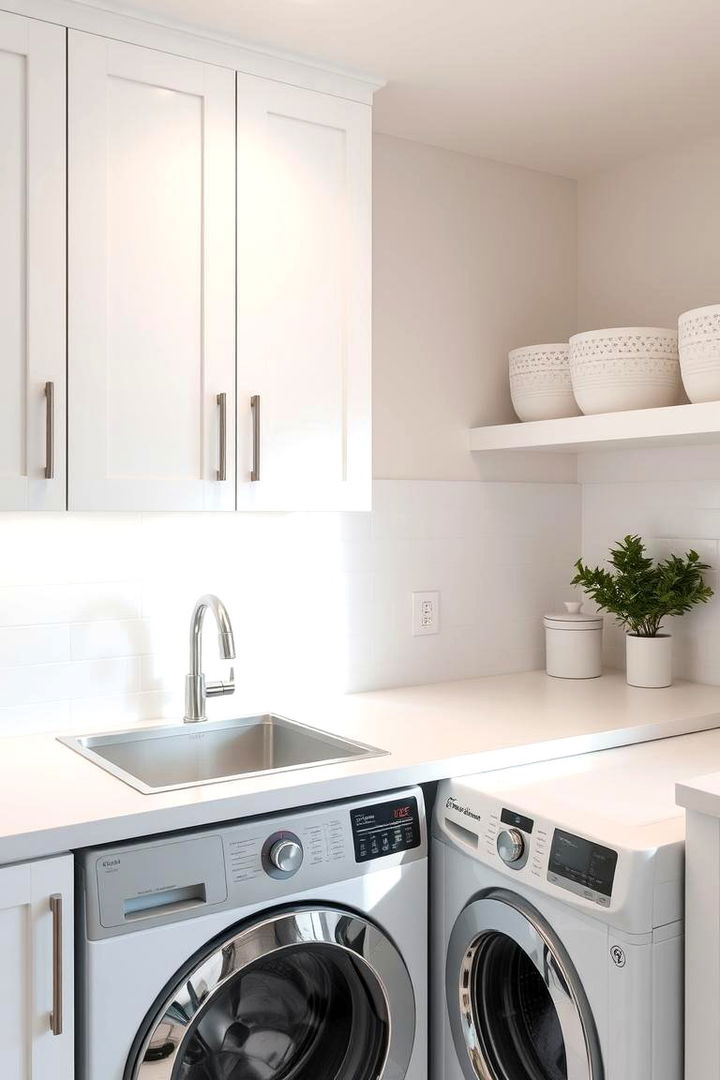 Minimalist White Shine - 22 Laundry Room Backsplash Ideas