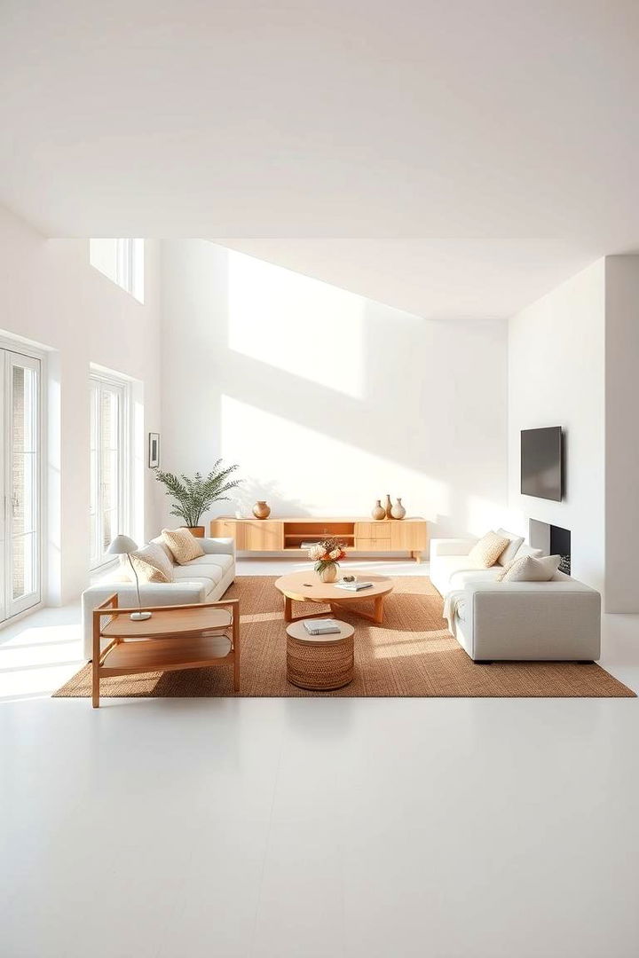 Minimalist White and Light Wood - 22 Two Colour Combination for Living Room